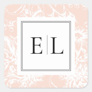 Sticker Carré Élégant Mariage floral de Blush