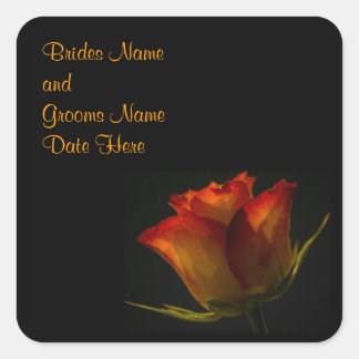 Sticker Carré Élégant Mariage orange et rose jaune