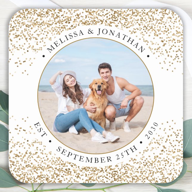 Sticker Carré Elégant mariage personnalisé Parties scintillant d (Créateur téléchargé)