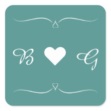 Élégant Mariage Turquoise Coeur Monogramme Lettre