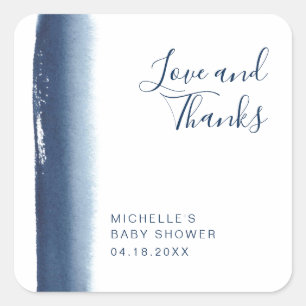 Sticker Carré Elégant Marine Blue Boy Baby shower moderne