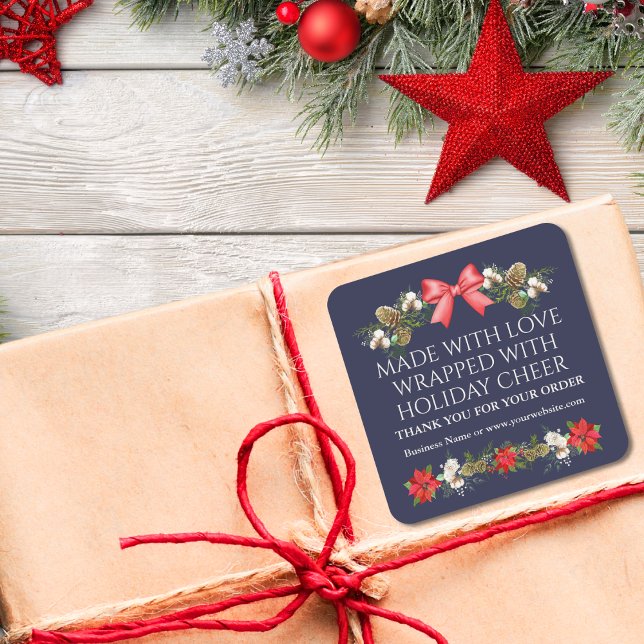 Sticker Carré Élégant Merci Festif Floral Pour Votre Commande (Créateur téléchargé)