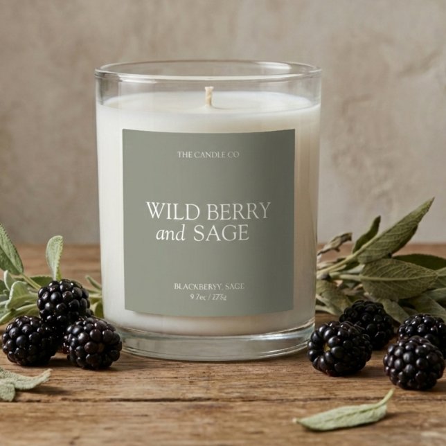 Sticker Carré Elegant Minimal Sage Green Candle  (Créateur téléchargé)