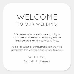 Sticker Carré Elégant Minimaliste Bienvenue Dans Notre Sac Maria