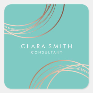 Sticker Carré Élégant minimaliste faux rose or géométrique turqu