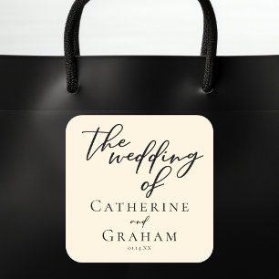 Sticker Carré Élégant minimaliste ivoire Mariage de typographie