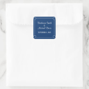 Sticker Carré Élégant minimaliste marine bleu et blanc Mariage