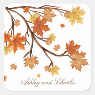 Sticker Carré Élégant minimaliste moderne Mariage de automne sim