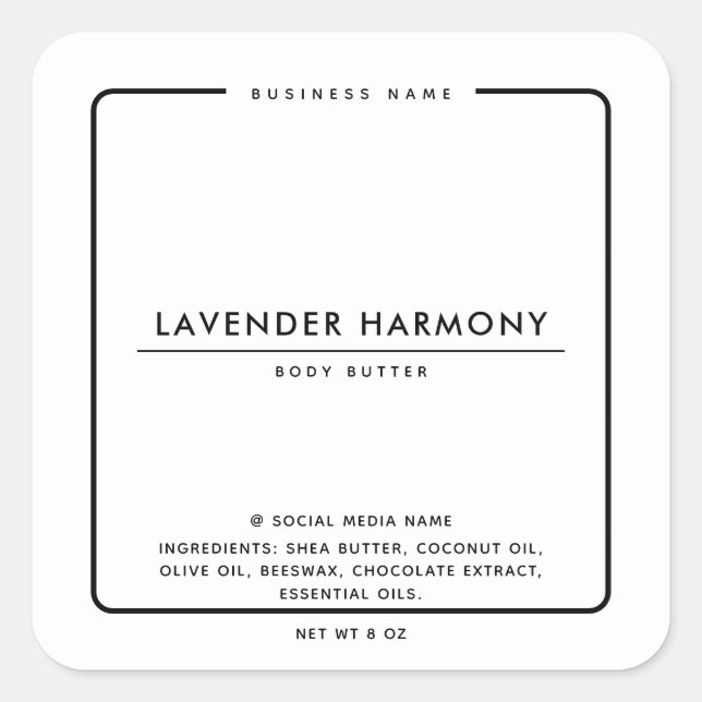 Sticker Carré Élégant minimaliste simple noir (Devant)