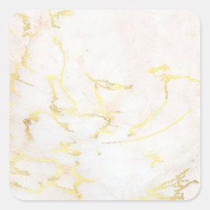 Sticker Carré Élégant Modèle noir marbre d'or Ajouter votre text