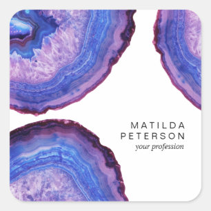 Sticker Carré Elégant moderne design violet agate pierre