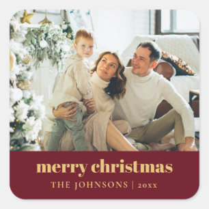 Sticker Carré Élégant moderne Joyeux Noël personnalisé