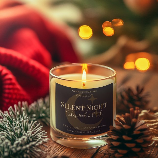 Sticker Carré Elegant Moon & Stars Custom Holiday Candle Label (Créateur téléchargé)