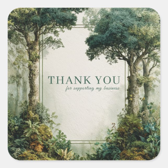 Sticker Carré Elegant Mossy Forest Ancient Tree Rustic (Devant)