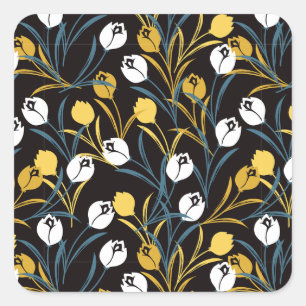 Sticker Carré Élégant motif floral de Tulipe
