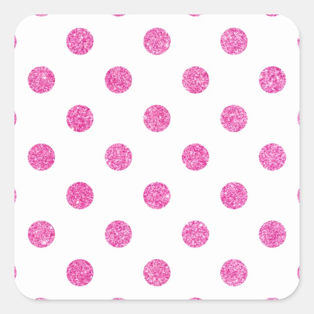 Sticker Carré Élégant Motif Pois Parties scintillant rose chaud (Devant)
