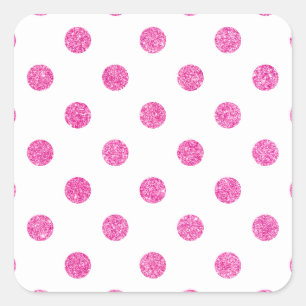 Sticker Carré Élégant Motif Pois Parties scintillant rose chaud