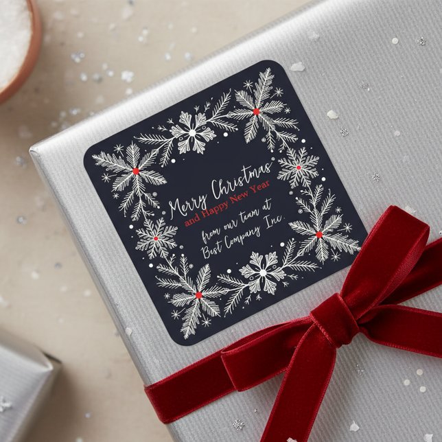 Sticker Carré Élégant Noël Flocon de neige Wreath Holiday (Créateur téléchargé)