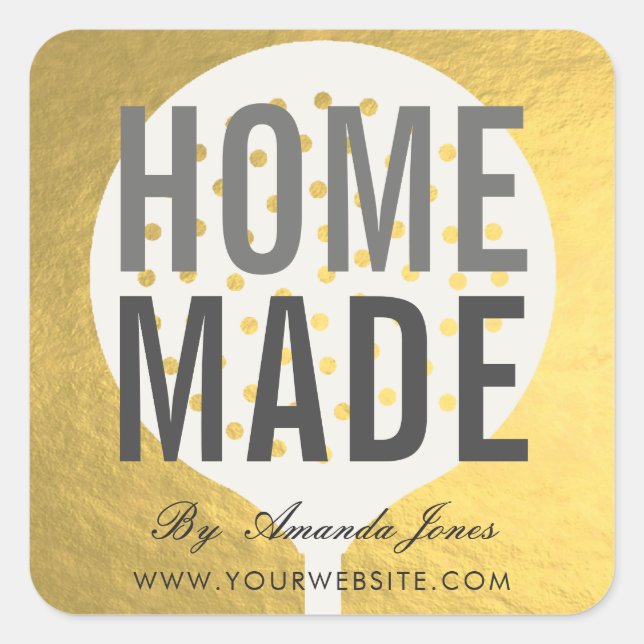 STICKER CARRÉ ELÉGANT OR FAUX SKIMMER CHEF CUISINE HOMEMADE (Devant)