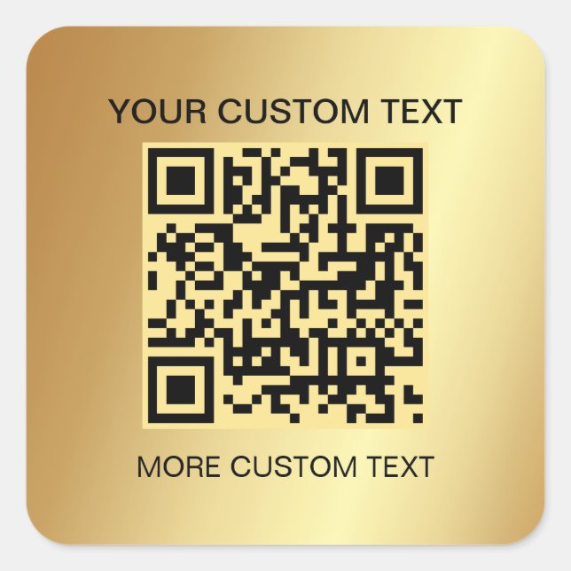 Sticker Carré Elégant or personnalisé Modèle scannable QR Code (Devant)