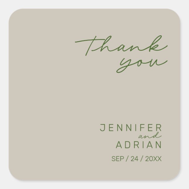 Sticker Carré Élégant Pale Silver Minimal Merci Mariage (Devant)