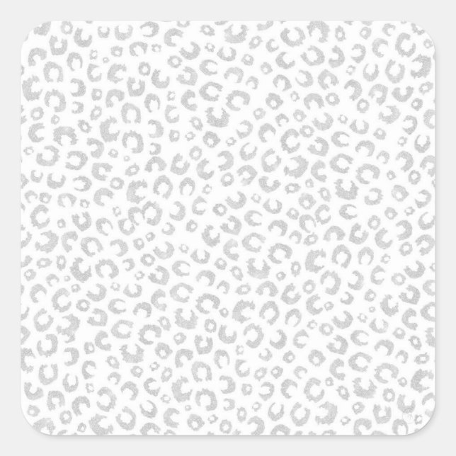 Sticker Carré Élégant Parties scintillant d'argent Motif Leopard (Devant)