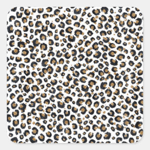 Sticker Carré Élégant Parties scintillant d'or Motif Leopard