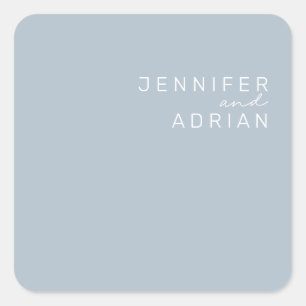 Sticker Carré Elégant Pastel Bleu Minimal Enveloppe Moderne Phoq