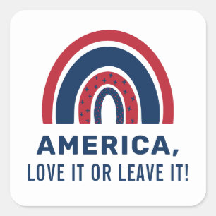 Sticker Carré Élégant Patriotique USA American Rainbow 4 juillet