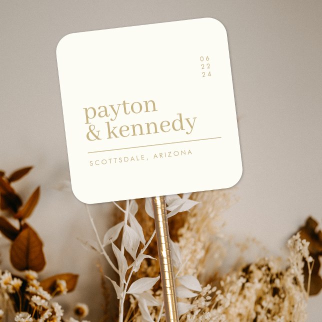 Sticker Carré Elégant Personnalisé Avec Nom Mariage Plan Événeme (Créateur téléchargé)