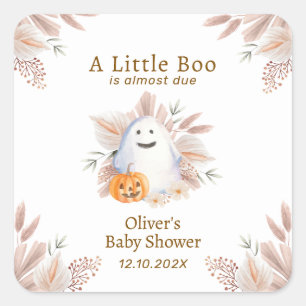 Sticker Carré Elégant petit Boo Boho Baby shower fantôme moderne