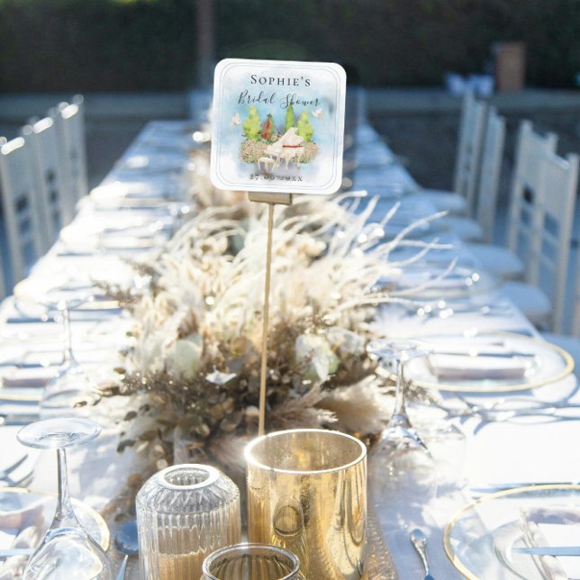 Sticker Carré Élégant Piano Violon Colombes fleurs Baby Shower (Créateur téléchargé)