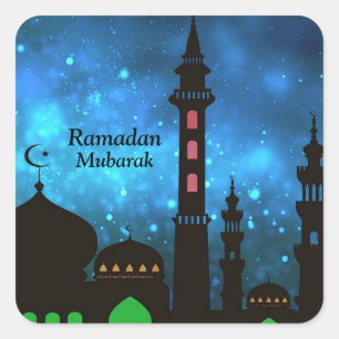 Sticker Carré Elégant Ramadan Moubarak islamique Masjid Design
