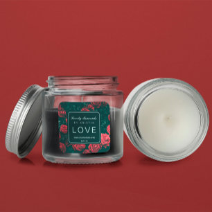 Sticker Carré Elegant red flowers Label