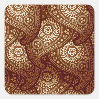 Sticker Carré Elégant Rich Golden Paisley