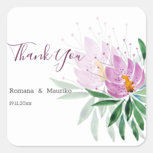 Sticker Carré Élégant romantique violet lotus aquarelle Art