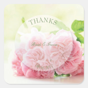 Sticker Carré Élégant Rose d'été rose Mariage