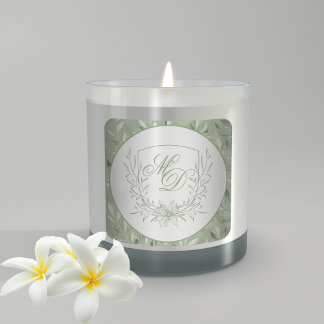 Sticker Carré Elegant Sage Green Botanical Crest Wedding