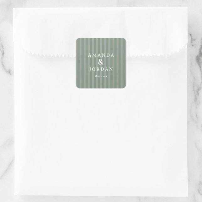 Sticker Carré Elegant Sage Green Stripes (Sac)