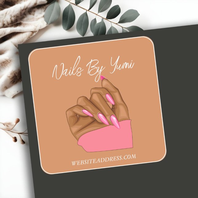 Sticker Carré Élégant Salon à ongles Artiste Manicuriste Marque (Créateur téléchargé)