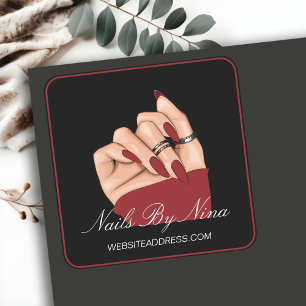 Sticker Carré Elégant salon professionnel Black & Red Nail Artis