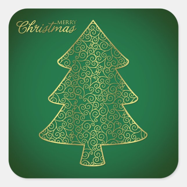 Sticker Carré Élégant sapin de Noël (Devant)