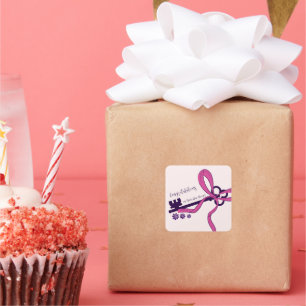 Sticker Carré Élégant script Félicitations pour votre nouvelle m