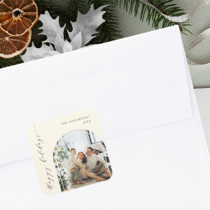 Sticker Carré Élégant script minimaliste Joyeux vacances photo