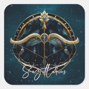 Sticker Carré Élégant signe Zodiaque Centaur Sagittaire Or Noir