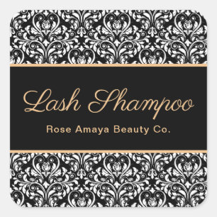 Sticker Carré Élégant Spa de Lash Damask Beauté Produit Étiquett