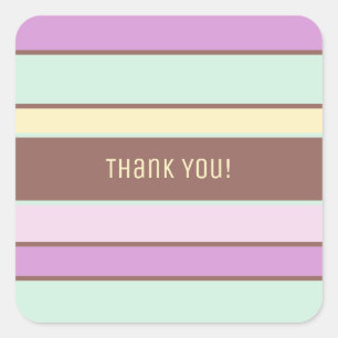 Sticker Carré Élégant sur mesure Merci Pastel Stripes