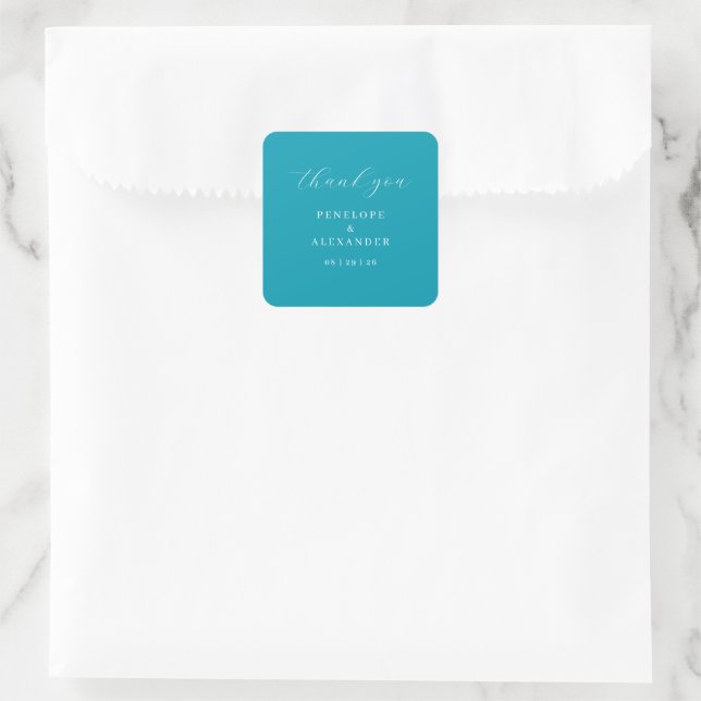 Sticker Carré Elegant Teal Thank You Card (Sac)