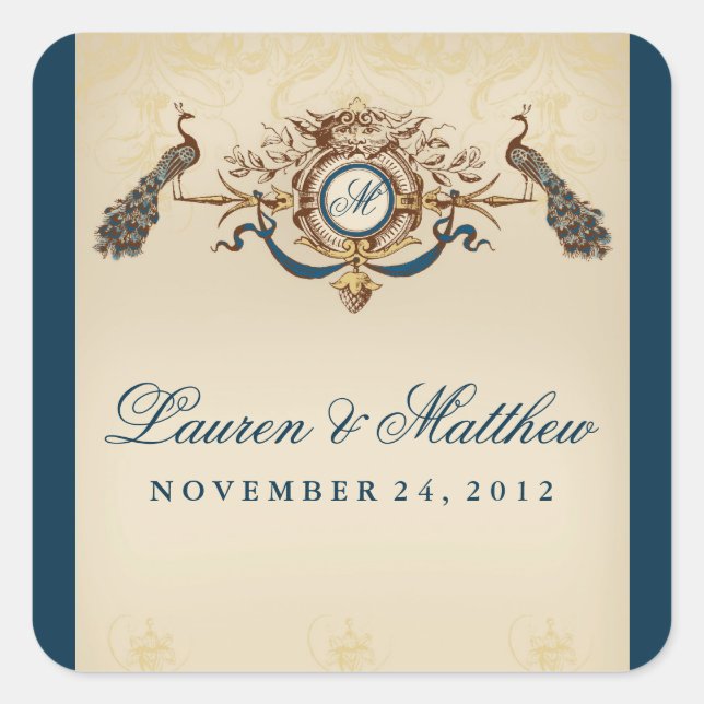 Sticker Carré Elégant thème Peacock (Devant)
