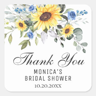 Sticker Carré Elegant tournesols Eucalyptus Baby Shower de maria